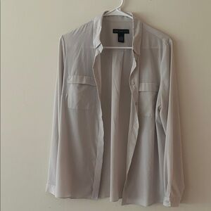 Joan Vass Women's Light Beige Button Down Shirt